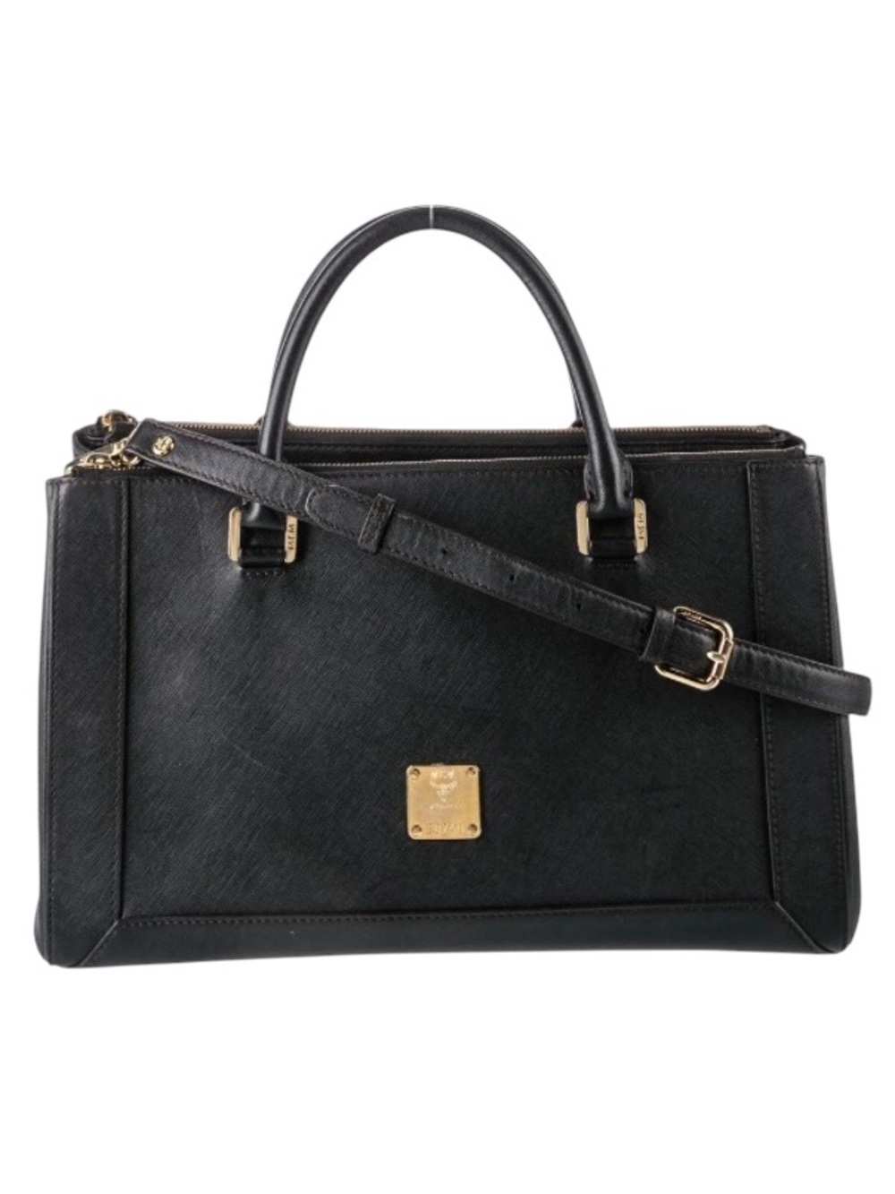 MCM Nuovo Saffiano Leather Triple Compartment 2-Way Tote Bag, Black